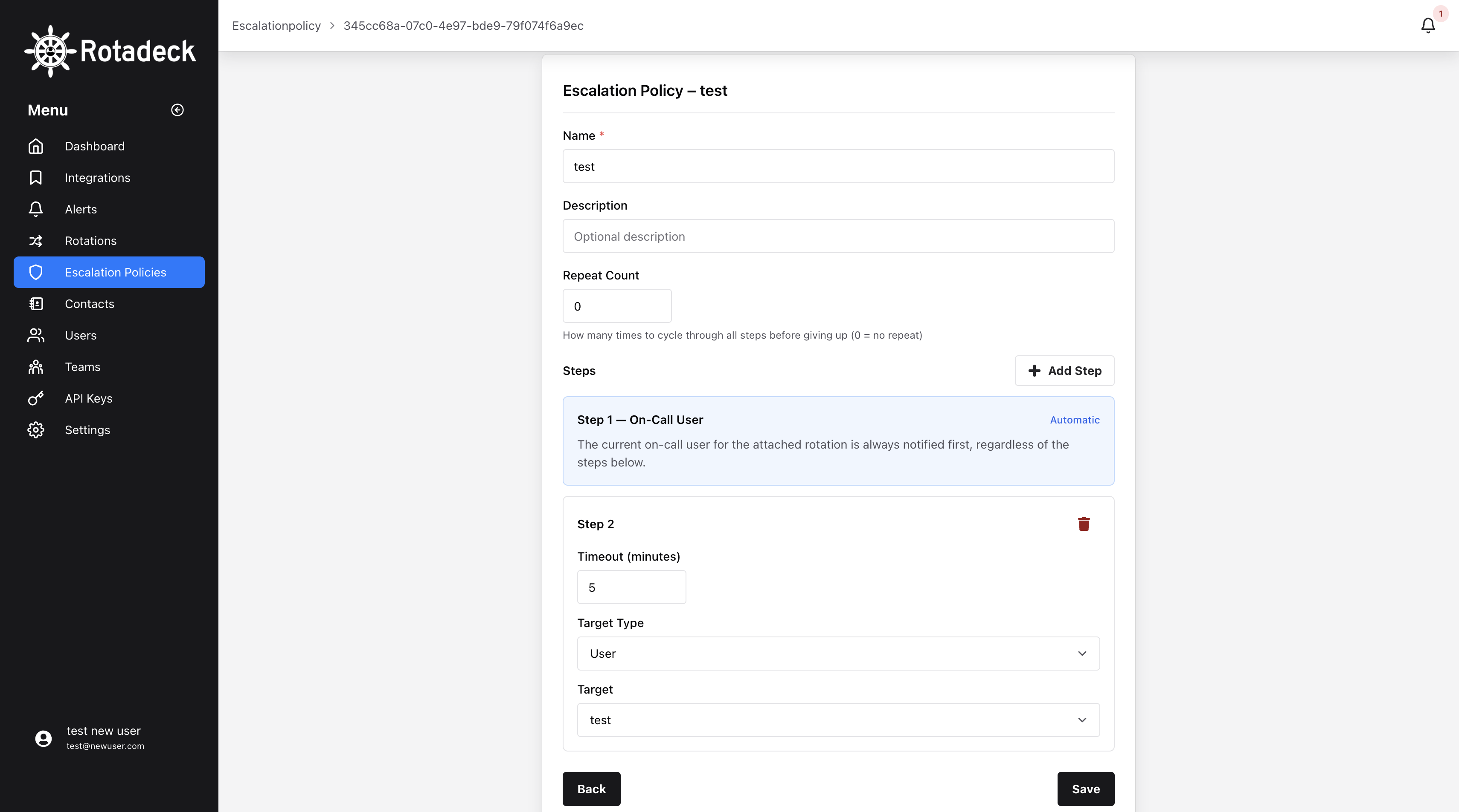 Rotadeck escalation policies